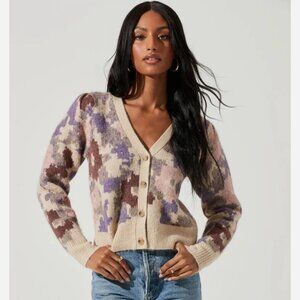 ASTR the Label Rosette Cardigan in Purple